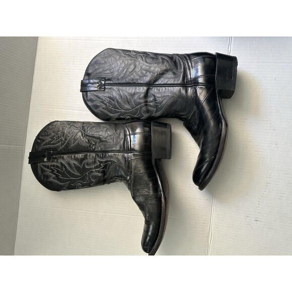 Eel Skin Rodeo Bravo Men’s Cowboy Boots Size 9 And Montana Eel Skin Leather Belt